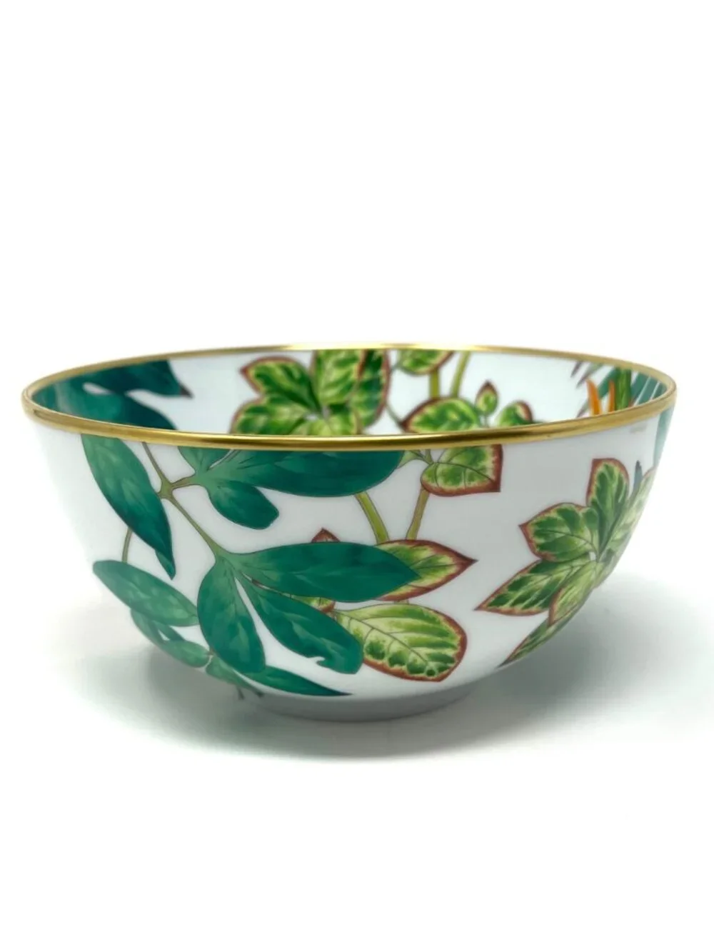 Hermes Foliage White and Green Large Passifolia Bowl BNIB